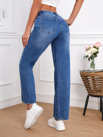 Slant Pocket Straight Leg Jeans