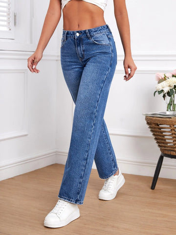 Slant Pocket Straight Leg Jeans
