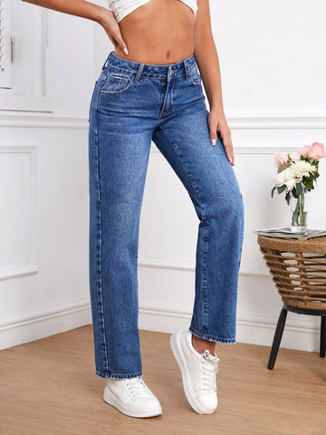 Slant Pocket Straight Leg Jeans