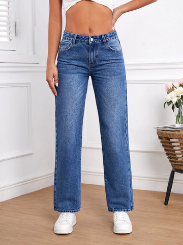 Slant Pocket Straight Leg Jeans