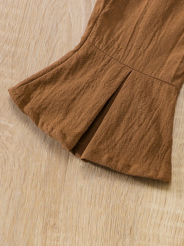 Baby Frill Trim Crisscross Cami Top & Flare Leg Pants