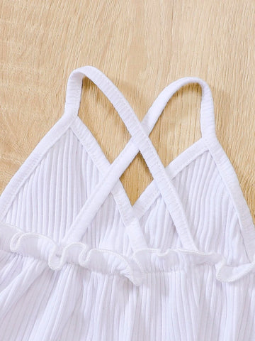 Baby Frill Trim Crisscross Cami Top & Flare Leg Pants