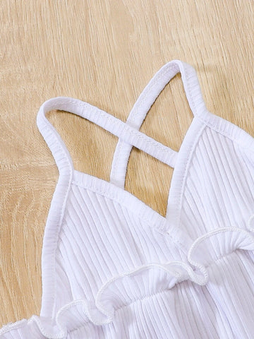 Baby Frill Trim Crisscross Cami Top & Flare Leg Pants