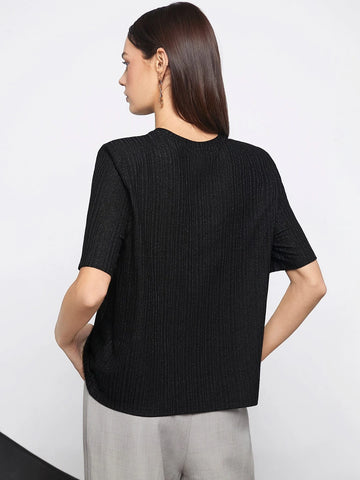 BIZwear Solid Rib-knit Tee