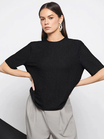 BIZwear Solid Rib-knit Tee