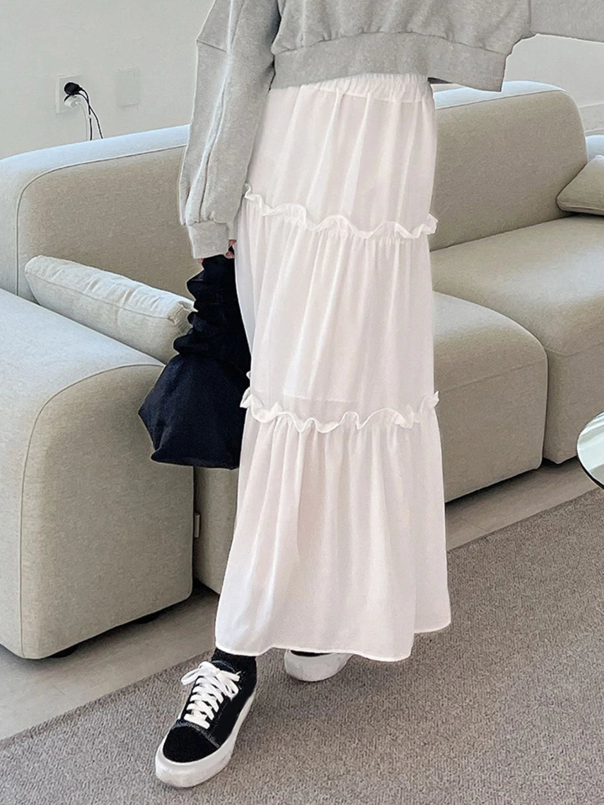 DAZY High Waist Frill Trim Skirt