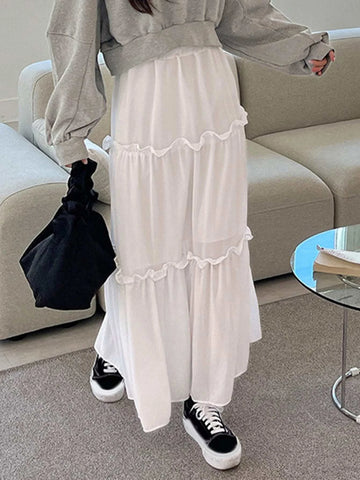 DAZY High Waist Frill Trim Skirt