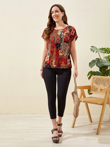 EMERY ROSE Floral Print Batwing Sleeve Blouse