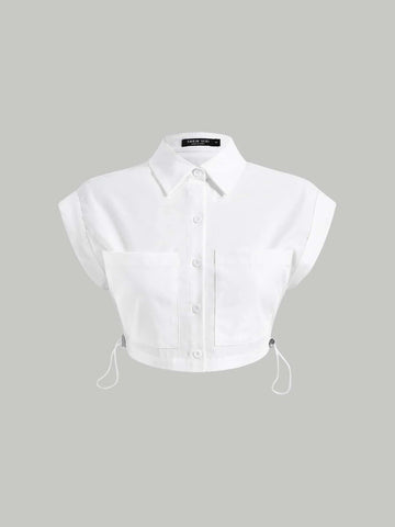 MOD Dual Pocket Batwing Sleeve Crop Shirt