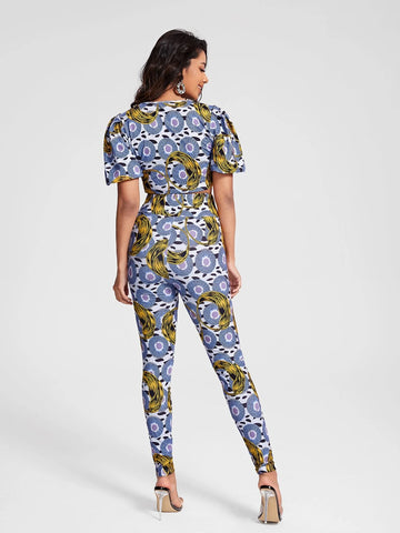 PARTY GIRL Allover Print Crop Tee & Leggings Set
