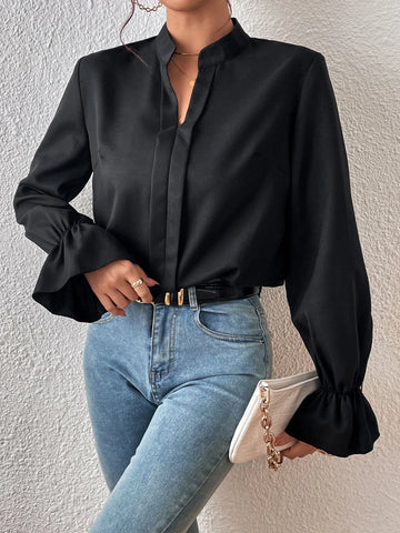 Unity Flounce Sleeve Notched Neck Bodysuit