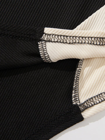 Colorblock Square Neck Bodysuit