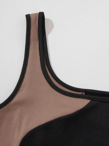 Colorblock Square Neck Bodysuit