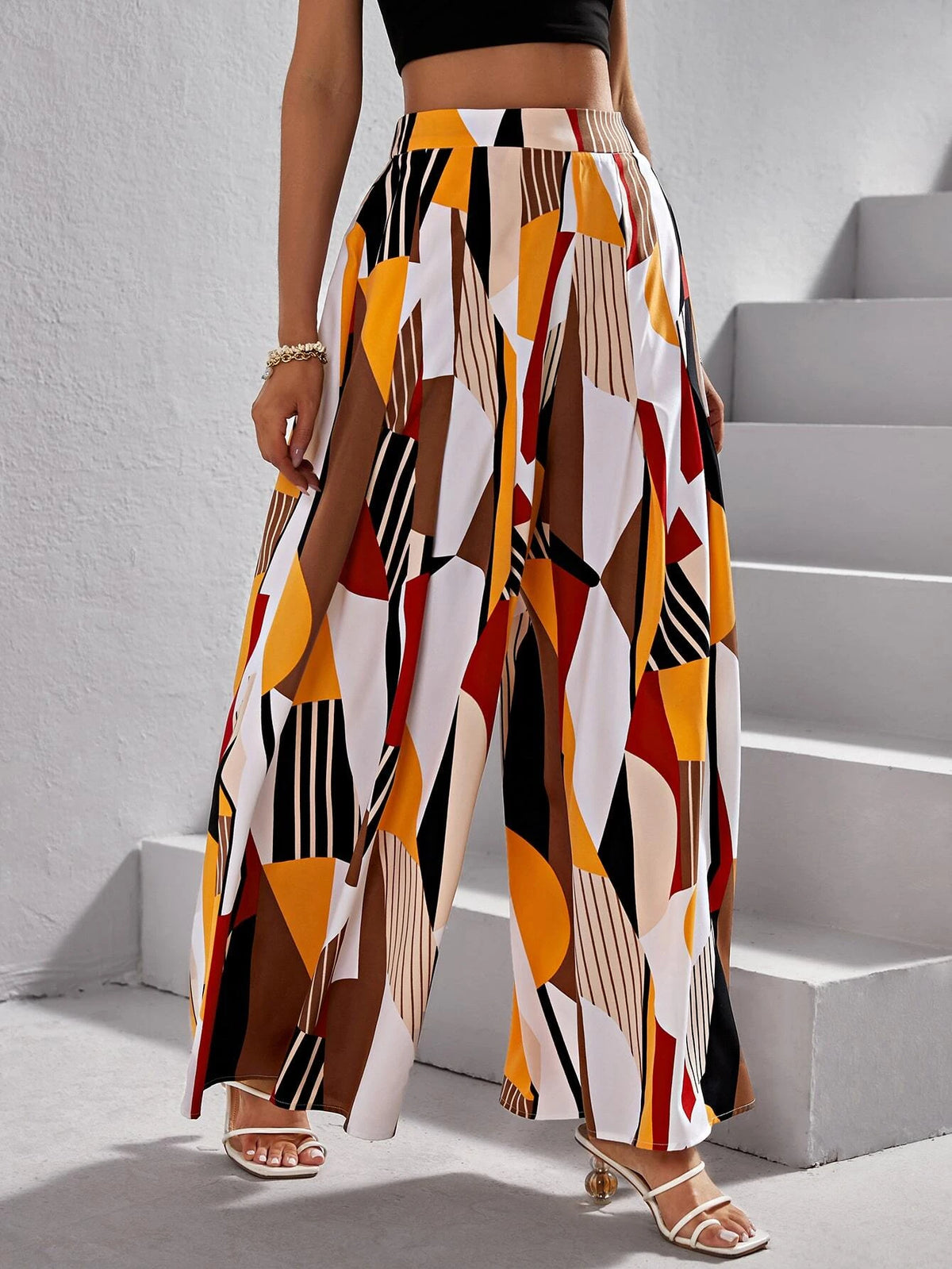 VCAY Geo Print Wide Leg Pants