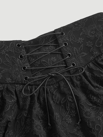 MOD Jacquard Lace Up Front Flare Skirt