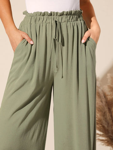 EMERY ROSE Elastic Paperbag Waist Wide Leg Pants