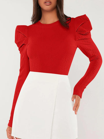 Tall Solid Gigot Sleeve Blouse