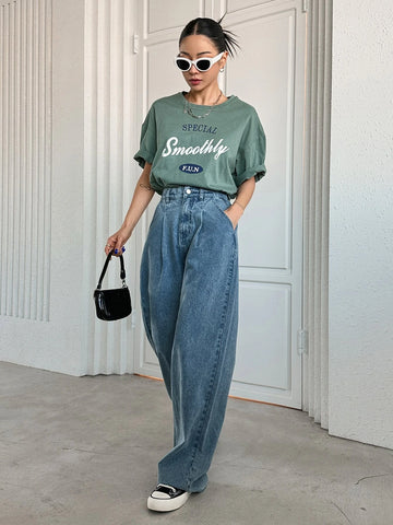 DAZY High Waist Straight Leg Jeans