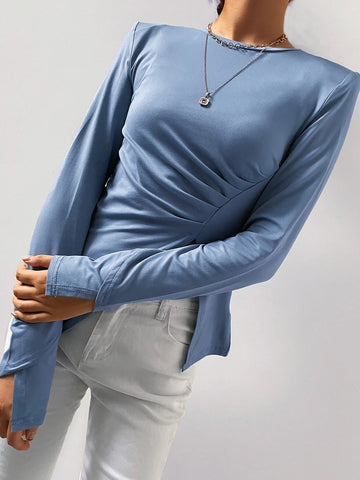 Sollinarry Split Front Asymmetrical Hem Tee