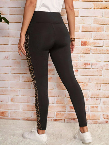 EMERY ROSE Leopard Print Tummy Control Leggings With Phone Pocket