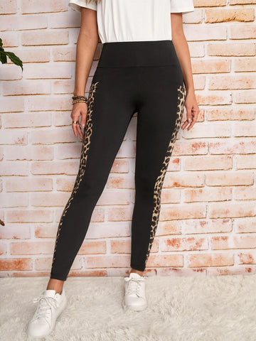 EMERY ROSE Leopard Print Tummy Control Leggings With Phone Pocket