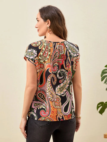EMERY ROSE Paisley Print Batwing Sleeve Blouse