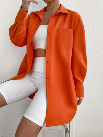 EZwear Drop Shoulder Pocket Patched Shirt