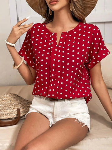 EMERY ROSE Polka Dot Batwing Sleeve Blouse