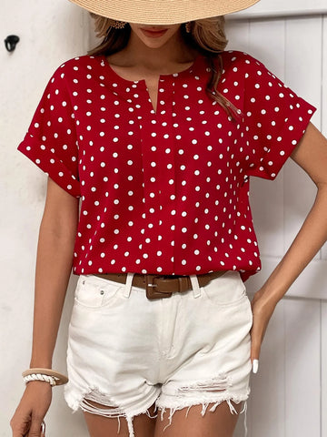 EMERY ROSE Polka Dot Batwing Sleeve Blouse