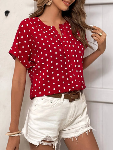 EMERY ROSE Polka Dot Batwing Sleeve Blouse