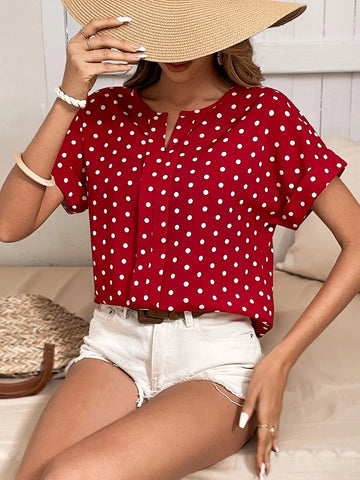 EMERY ROSE Polka Dot Batwing Sleeve Blouse