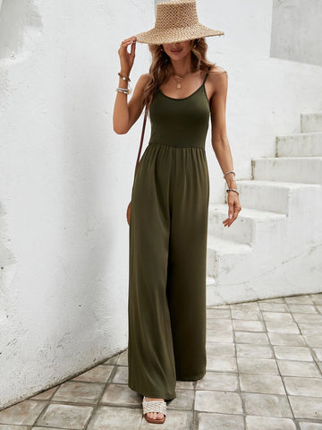 EMERY ROSE Solid Wide Leg Cami Jumpsuit