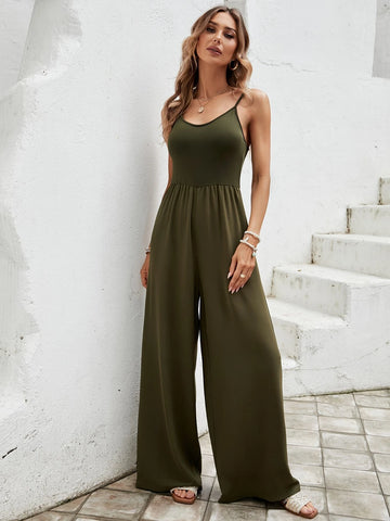 EMERY ROSE Solid Wide Leg Cami Jumpsuit