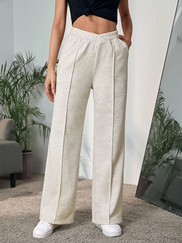 EMERY ROSE Seam Detail Slant Pocket Elastic Waist Sweatpants