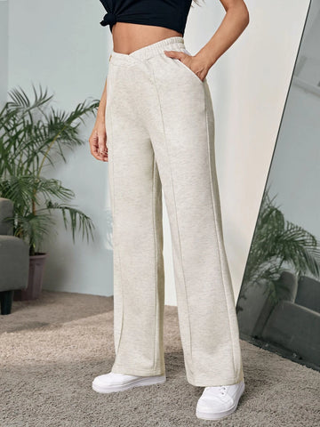 EMERY ROSE Seam Detail Slant Pocket Elastic Waist Sweatpants