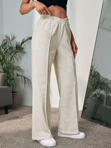 EMERY ROSE Seam Detail Slant Pocket Elastic Waist Sweatpants
