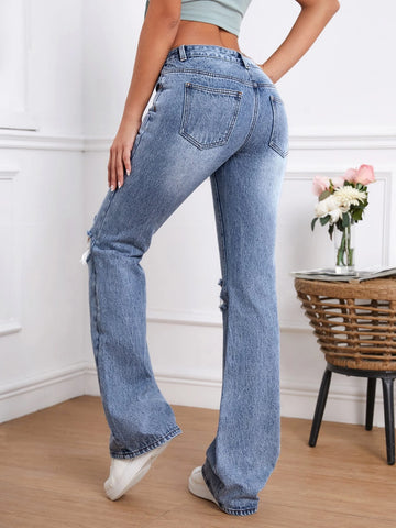Tall Ripped Flare Leg Jeans