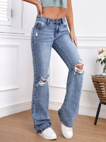 Tall Ripped Flare Leg Jeans