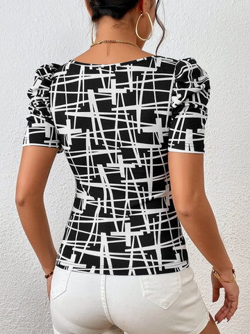 Unity Allover Print Puff Sleeve Tee