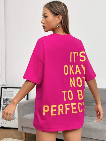Slogan Graphic Drop Shoulder Tee