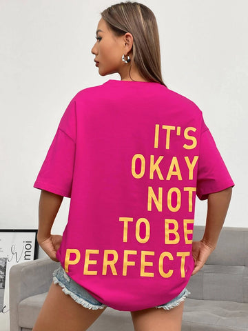 Slogan Graphic Drop Shoulder Tee