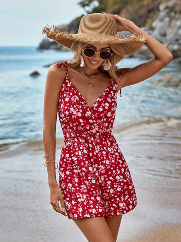 Ditsy Floral Tie Shoulder Cami Romper