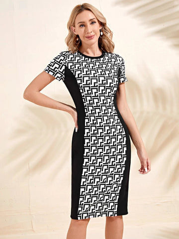EMERY ROSE Graphic Print Bodycon Dress