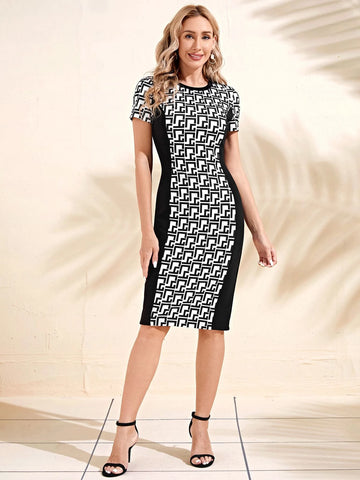 EMERY ROSE Graphic Print Bodycon Dress