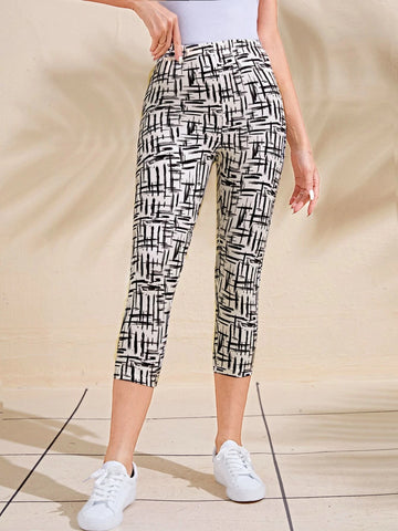 EMERY ROSE High Waist Allover Print Capri Leggings