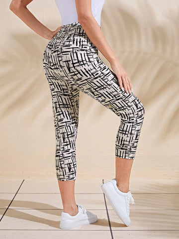 EMERY ROSE High Waist Allover Print Capri Leggings