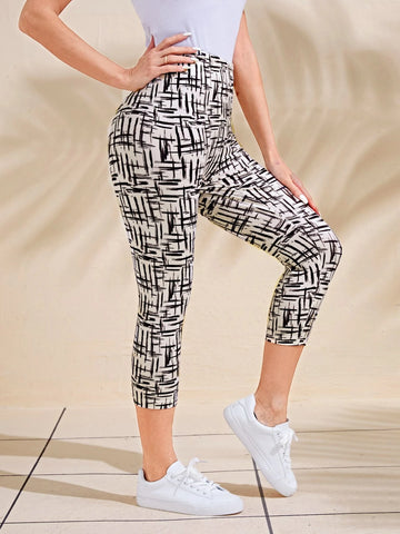 EMERY ROSE High Waist Allover Print Capri Leggings