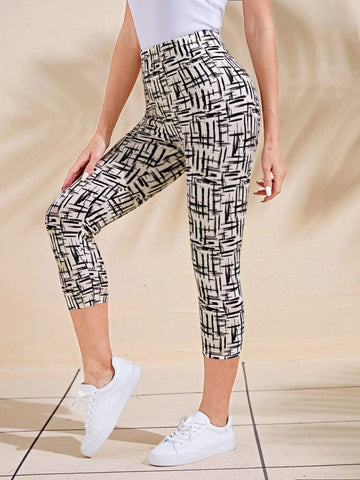 EMERY ROSE High Waist Allover Print Capri Leggings