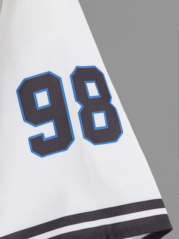 EZwear Letter Graphic Drop Shoulder Shirt