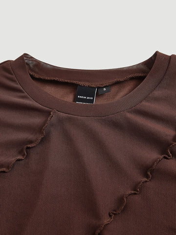 MOD Lettuce Trim Mesh Panel Crop Tee